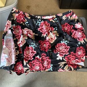 Torrid Black and Pink Floral Swim Skirt